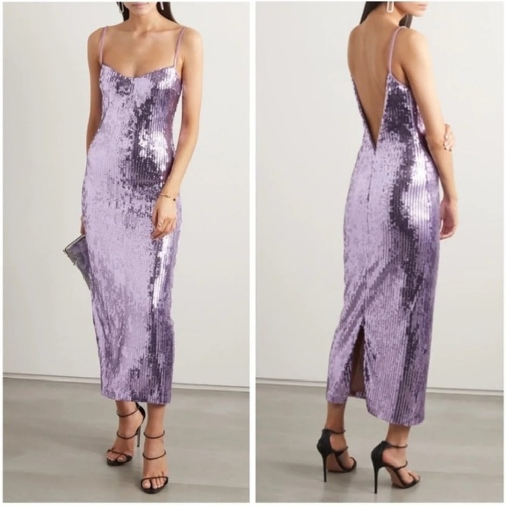 NWT Galvan London purple sequin dress
